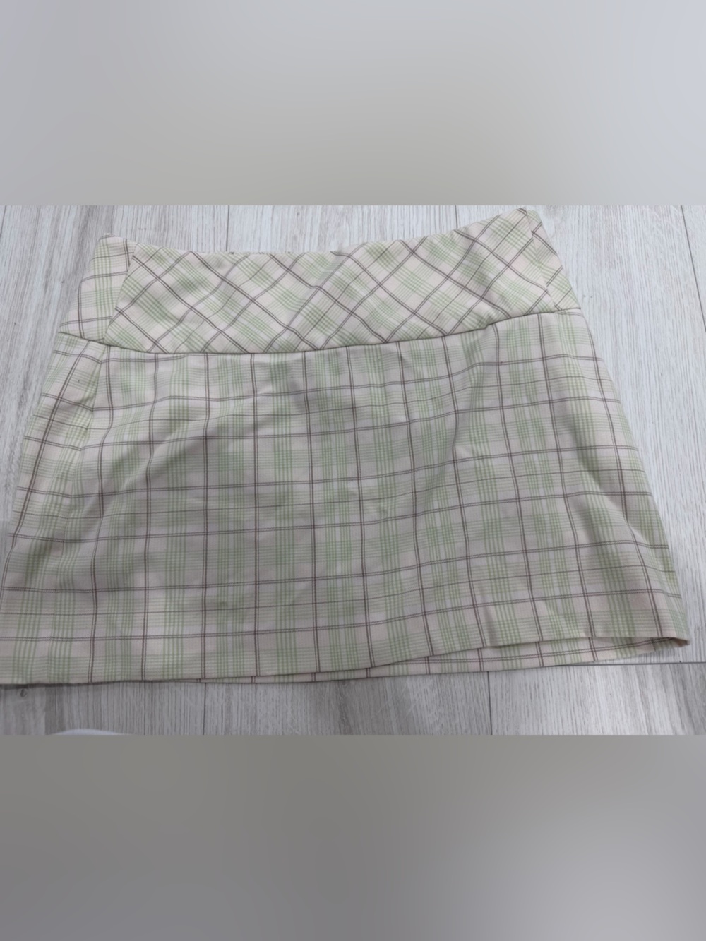 Sunday Best Plaid Mini Skirt in Cream, Light Green and Pink